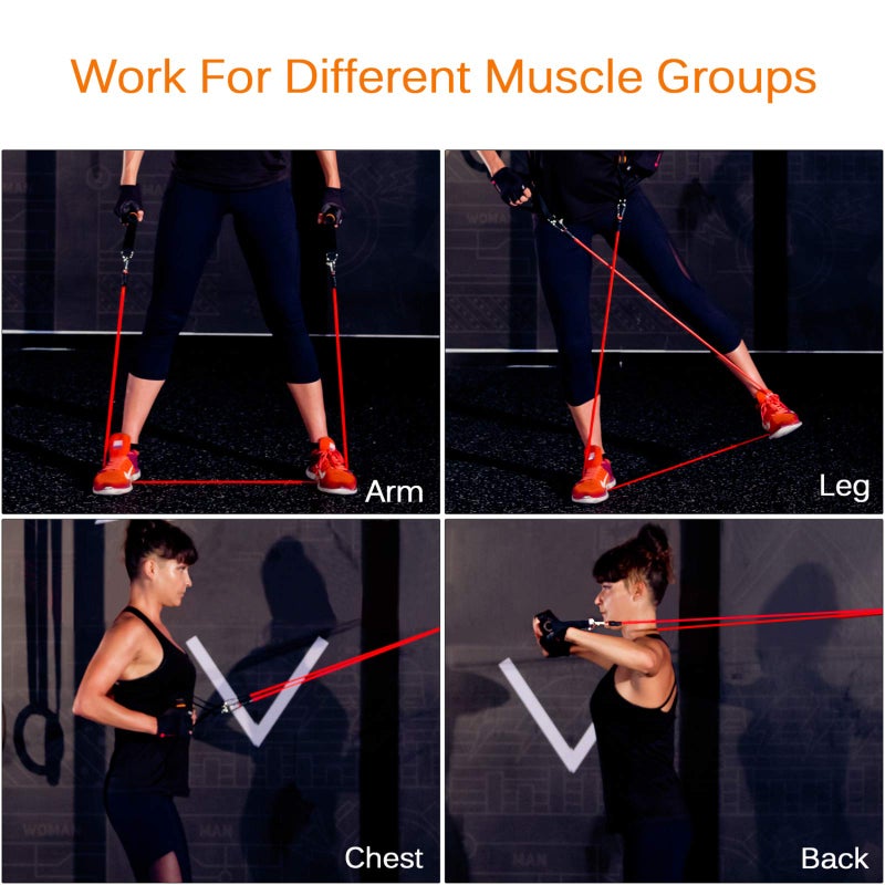 AGM Resistance Bands Set (12pcs), Workout Bands with Handles, Door Anchor, Ankle Straps and Carry Bag, Exercise Bands for Shape Body and Home Workouts - Image 5